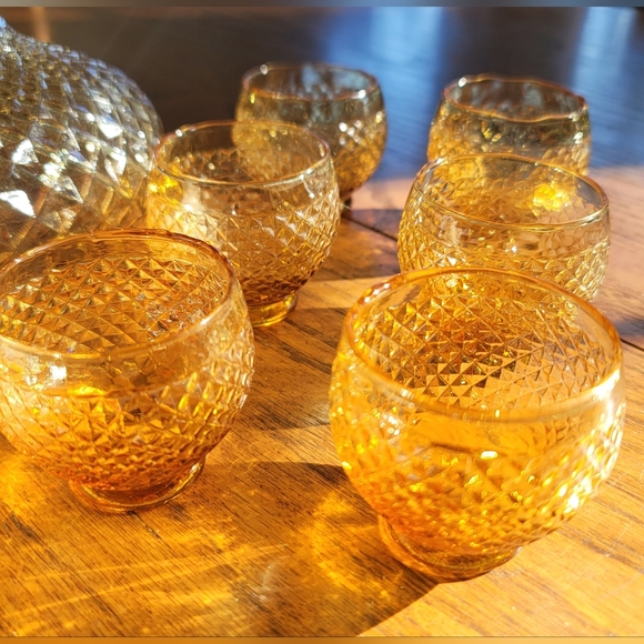 MCM Empoli Amber Glass Decanter Set - Picture 2 of 15